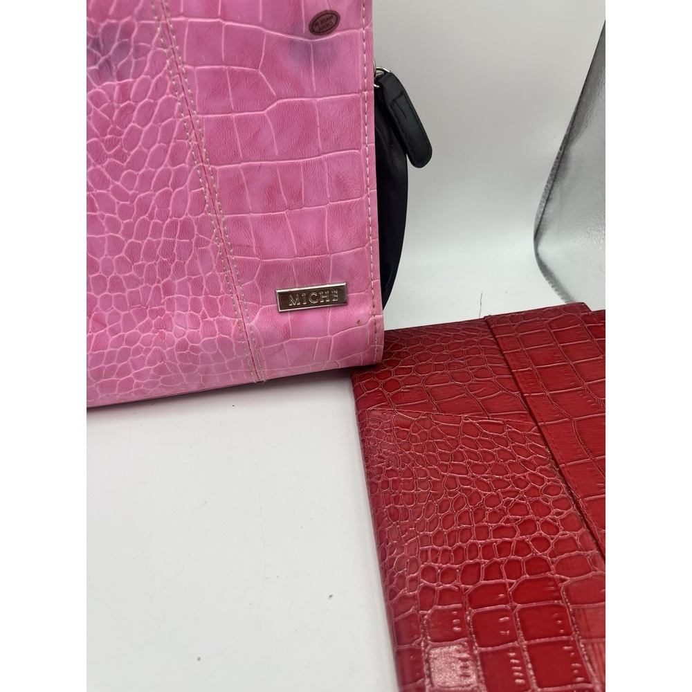 Miche Classic Purse w/ 2 Interchangeable Shells Red Pink Croc Faux Leather - Picture 8 of 9